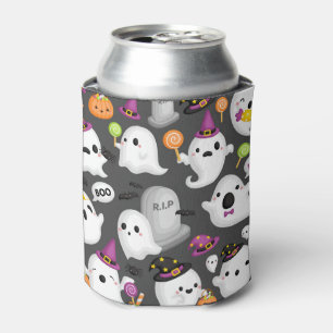 Cute Ghost, Tomb Stones, Bats and Witches Hats Can Cooler