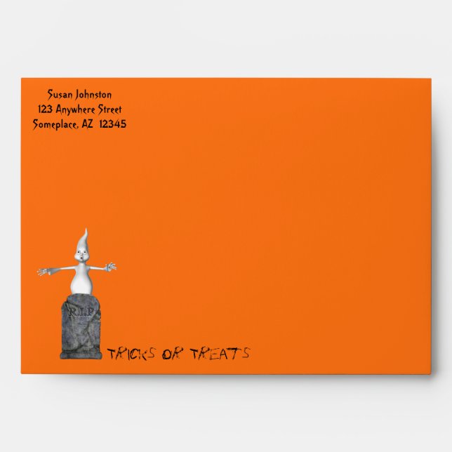 Cute Ghost Tombstone Halloween Envelope (Front)