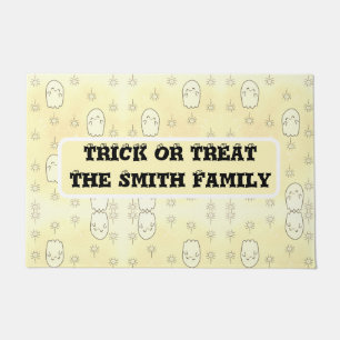Cute Ghost Trick or Treat, Halloween Doormat