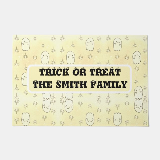  Cute Ghost Trick or Treat, Halloween  Doormat (Front)