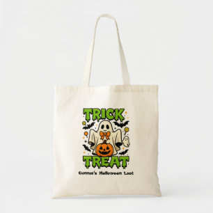 Cute Ghost Trick or Treat Halloween Loot Tote Bag