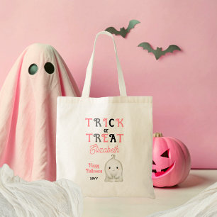 Cute Ghost Trick or Treat Halloween Tote Bag
