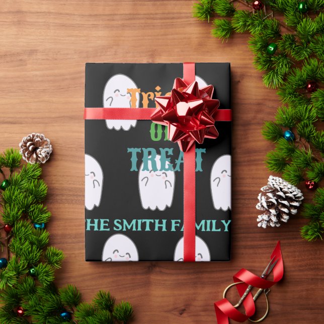 Cute Ghost Trick or Treat  Wrapping Paper (Holiday Gift)