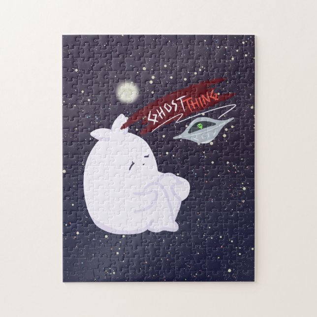 Cute Ghost & UFO Jigsaw Puzzle (Vertical)