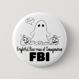 Cute Ghost Undercover FBI Halloween Button
