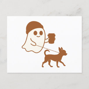 Cute Ghost Walking Chihuahua  Holiday Postcard