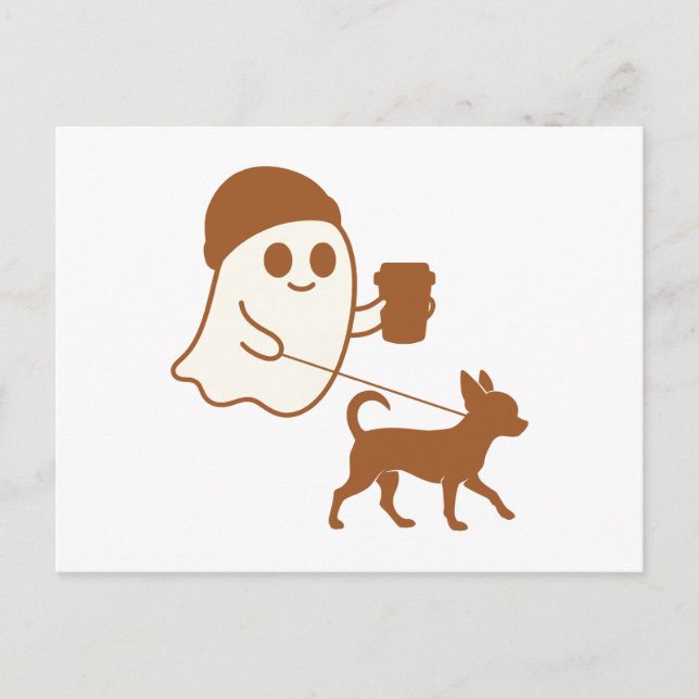 Cute Ghost Walking Chihuahua  Holiday Postcard (Front)