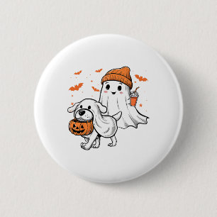 Cute Ghost Walking Dog Coquette Bow Halloween Dog 6 Cm Round Badge