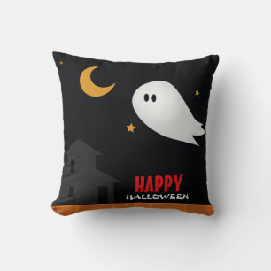Cute ghost wandering in streets at night cushion