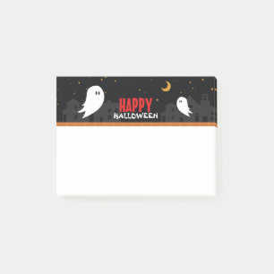 Cute ghost wandering in town halloween night post-it notes