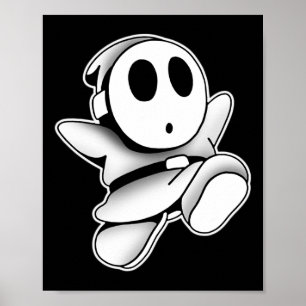 Cute Ghost Wearing Mask Spooky Blackwork  Poster
