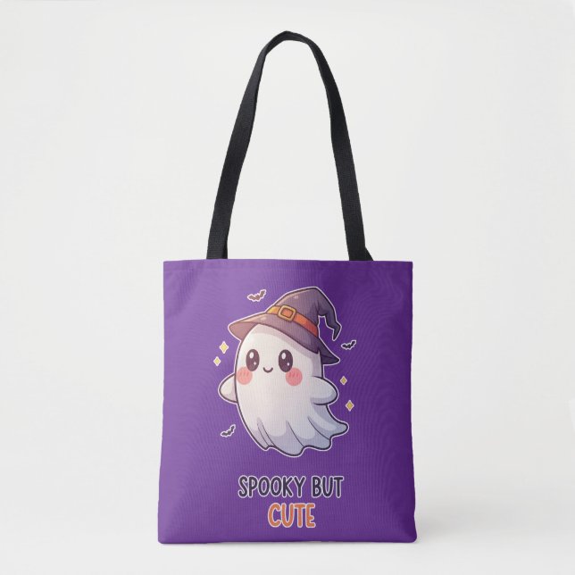 Cute Ghost Witch Halloween Spooky Cute Tote Bag (Front)