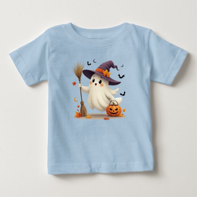 Cute Ghost Witch Halloween Toddler T-Shirt (Front)