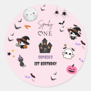 Cute Ghost & Witch Party Classic Round Sticker