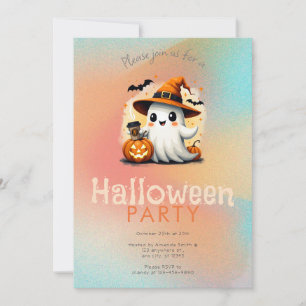 Cute Ghost Witches Hat Coffee Halloween Party Invitation
