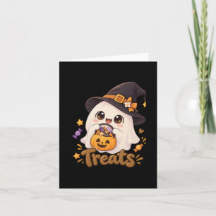 Cute Ghost with a Candy Basket – Halloween Treats  Card