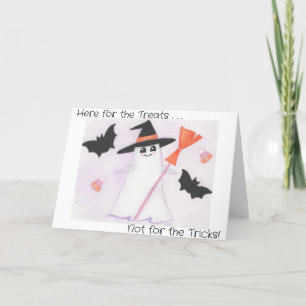 Cute Ghost with bats and candy Thank You Card