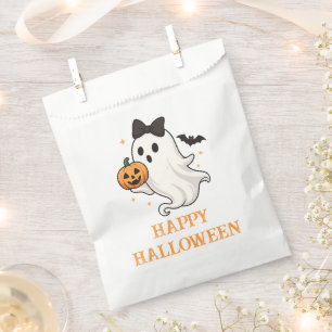 Cute Ghost with Bow and Pumpkin Halloween Favour Bags