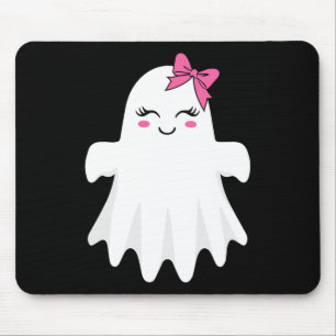 Cute Ghost With Bow Boo Halloween Costume For Girl Mouse Mat