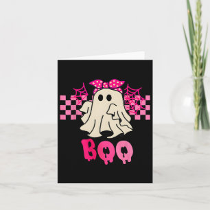 Cute Ghost With Bow Boo Halloween For Girls Kids T Card