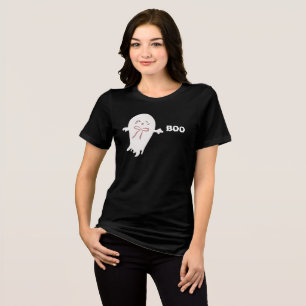 Cute Ghost with Bow Boo Tri-Blend Shirt