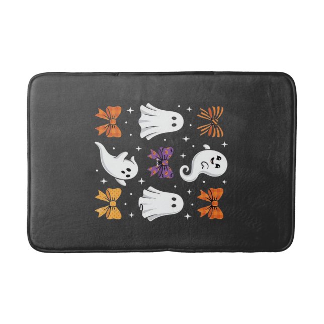 Cute Ghost with Bows Halloween Design_1 Bath Mat (Front)