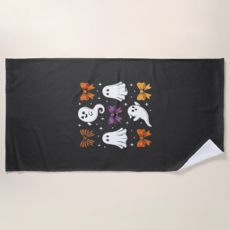 Cute Ghost with Bows Halloween Design_1 Beach Towel