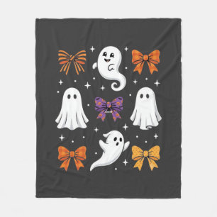 Cute Ghost with Bows Halloween Design_1 Fleece Blanket