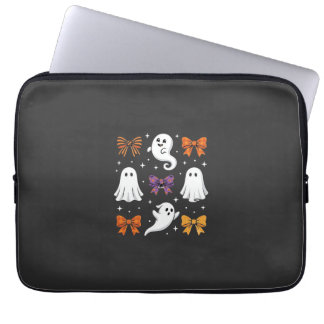 Cute Ghost with Bows Halloween Design_1 Laptop Sleeve