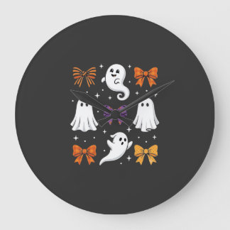 Cute Ghost with Bows Halloween Design_1 Large Clock