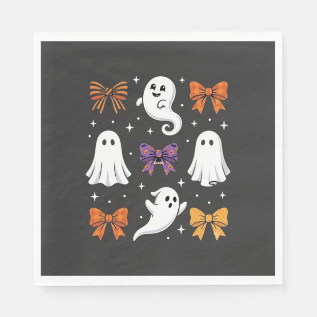 Cute Ghost with Bows Halloween Design_1 Napkin (Front)