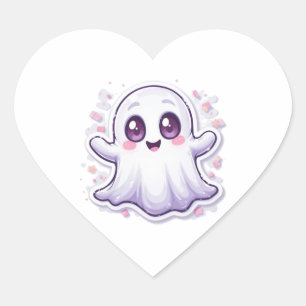 Cute Ghost with Glowing Eyes Sticker Kawaii