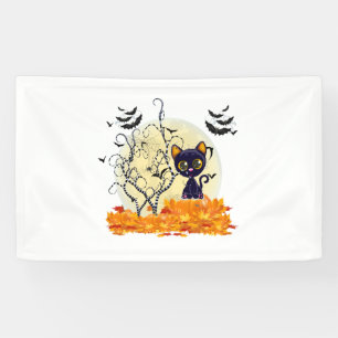 Cute ghost with halloween candy banner