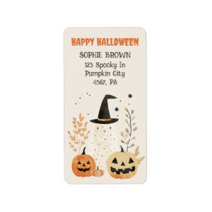 Cute Ghost with Jack--o-Lanterns Halloween Address Label