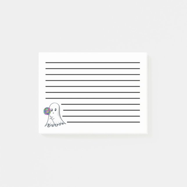 Cute Ghost with Lolipop Post-It Notes (Front)