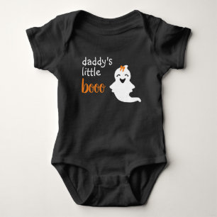 Cute Ghost With Orange Bow Daddy's Little Boo Baby Bodysuit