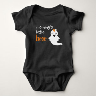 Cute Ghost With Orange Bow Mummy's Little Boo Baby Bodysuit