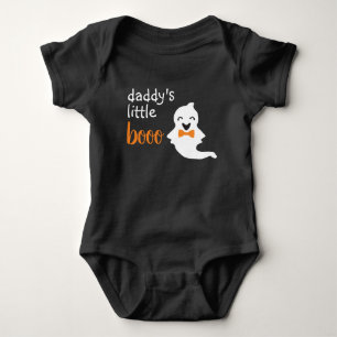 Cute Ghost With Orange Bow Tie Daddy's Little Boo Baby Bodysuit