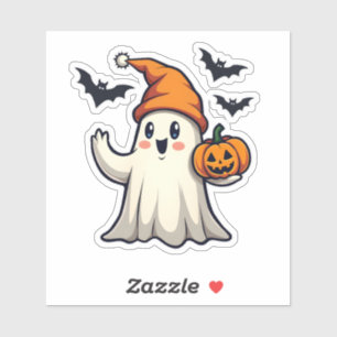 Cute Ghost with Orange Ice Cap Halloween Decor