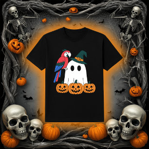 Cute Ghost with Pirate Parrot Halloween T-Shirt