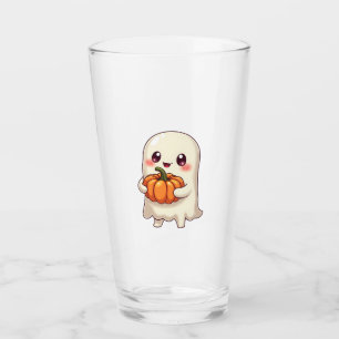 Cute Ghost with Pumpkin � Funny Halloween Glass