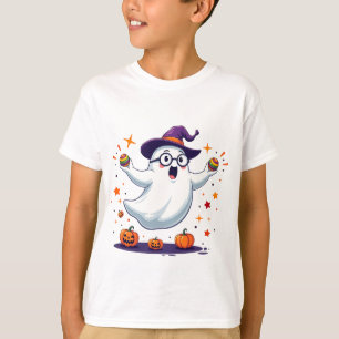 Cute Ghost with Pumpkins Halloween T-Shirt