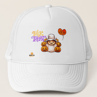 Cute Ghost with Pumpkins Trick or Treat Halloween  Trucker Hat