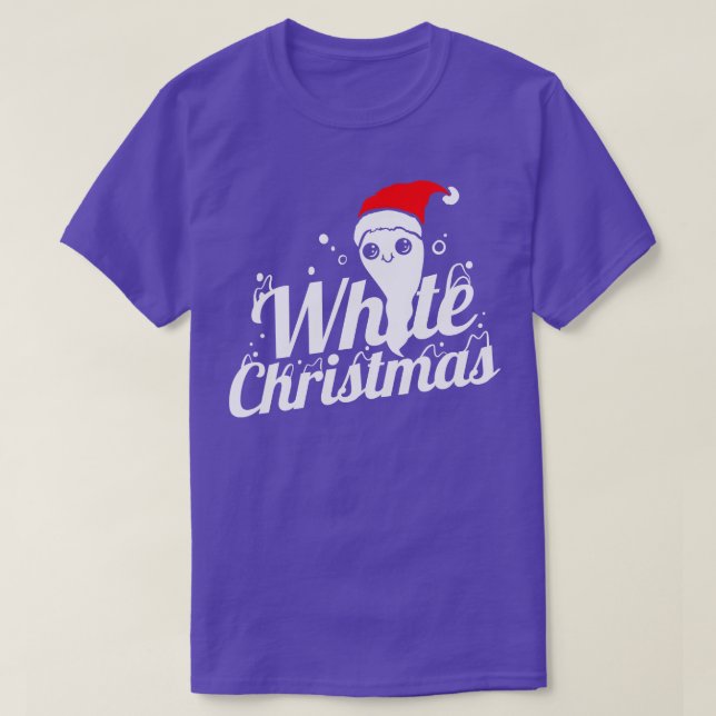Cute Ghost With Santa Hat Brings White Christmas H T-Shirt (Design Front)