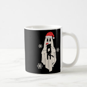 Cute Ghost With Santa Hat Holding Black Cat - Kids Coffee Mug