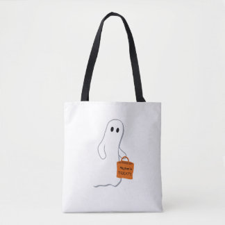 Cute Ghost with Treat Bag Personalised Bag