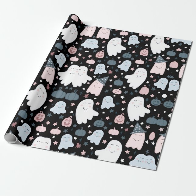 CUTE GHOST  WRAPPING PAPER (Unrolled)