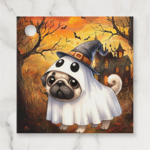 Cute Ghostie Pug Halloween Favour Tags