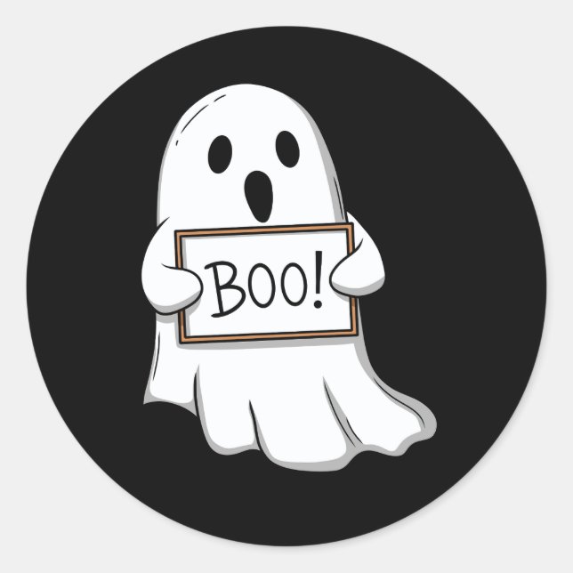 Cute Ghostly BOO Fun Classic Round Sticker (Front)