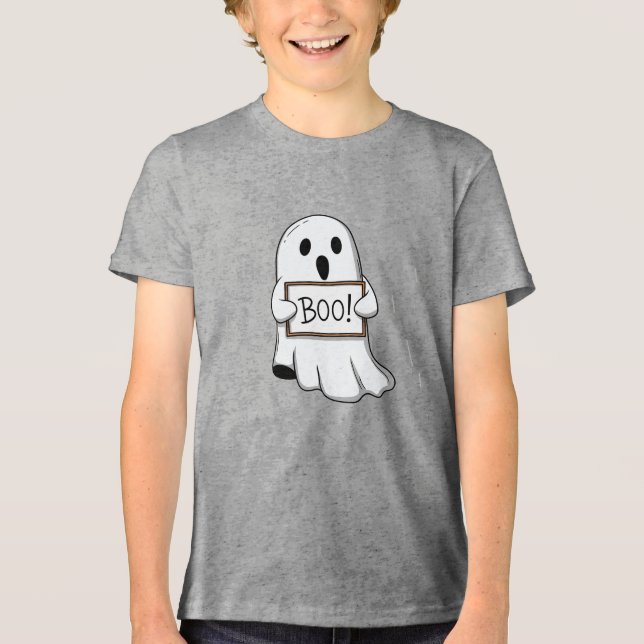 Cute Ghostly BOO Fun Tri-Blend Shirt (Front)